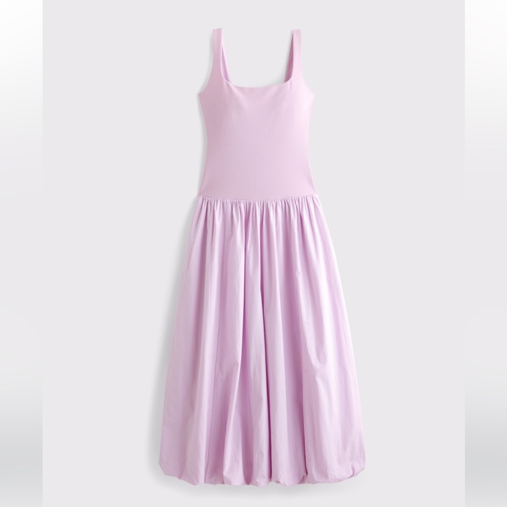 NWT Abercrombie & Fitch Mixed Fabric Bubble Hem Midi
Dress XXS Tall